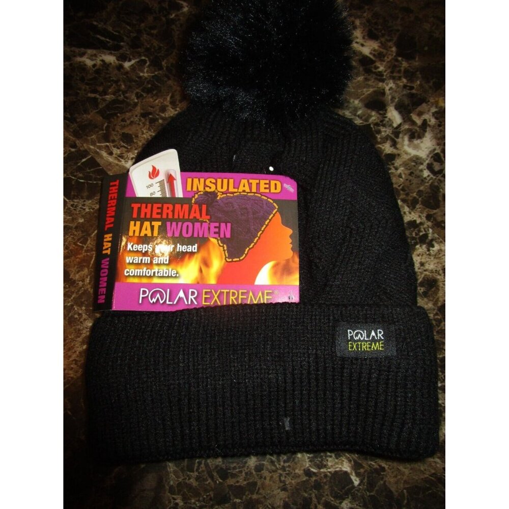 Polar Extreme Women's Thermal Insulated Winter Knit Hat Beanie Black